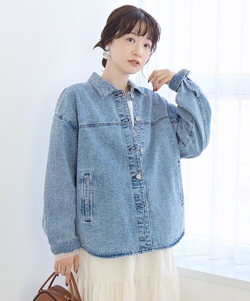 coen（コーエン）の「ナッピングデニムシャツジャケット（デニムジャケット・レディース・コバルトブルー/ナチュラル・FREE）」の5枚目の写真