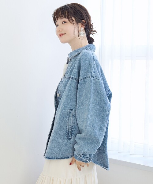 coen（コーエン）の「ナッピングデニムシャツジャケット（デニムジャケット・レディース・コバルトブルー/ナチュラル・FREE）」の6枚目の写真