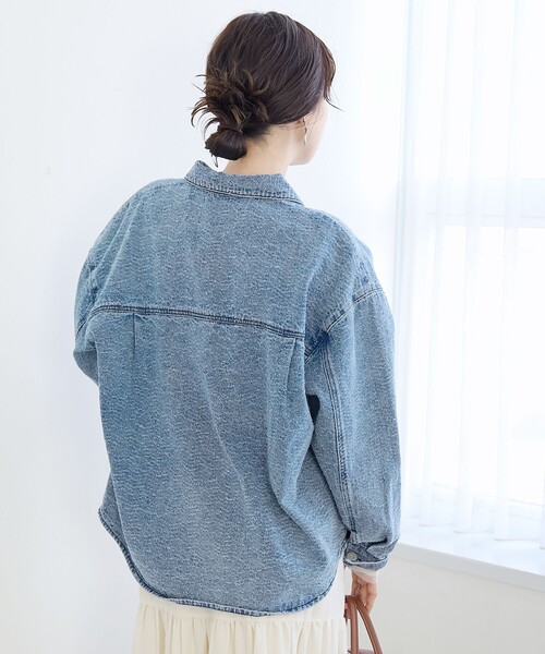 coen（コーエン）の「ナッピングデニムシャツジャケット（デニムジャケット・レディース・コバルトブルー/ナチュラル・FREE）」の7枚目の写真