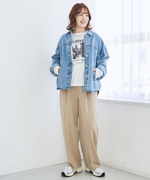 coen（コーエン）の「ナッピングデニムシャツジャケット（デニムジャケット・レディース・コバルトブルー/ナチュラル・FREE）」の9枚目の写真