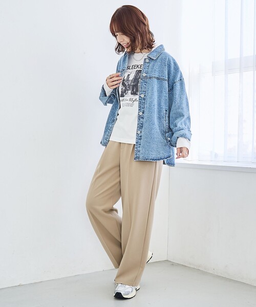 coen（コーエン）の「ナッピングデニムシャツジャケット（デニムジャケット・レディース・コバルトブルー/ナチュラル・FREE）」の10枚目の写真