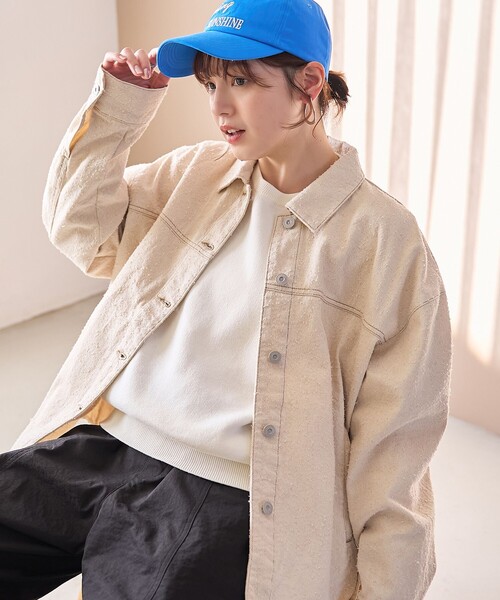 coen（コーエン）の「ナッピングデニムシャツジャケット（デニムジャケット・レディース・コバルトブルー/ナチュラル・FREE）」の15枚目の写真