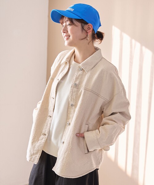 coen（コーエン）の「ナッピングデニムシャツジャケット（デニムジャケット・レディース・コバルトブルー/ナチュラル・FREE）」の17枚目の写真