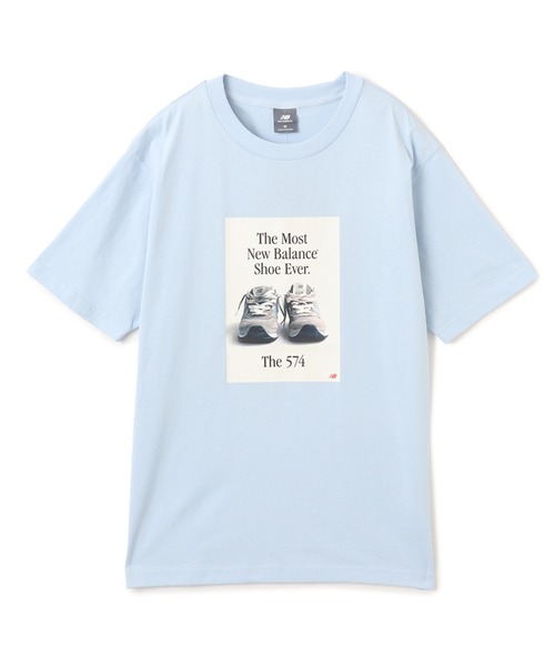NEW BALANCE(ニューバランス)の「New Balance 574 Ad T-Shirt / ニューバランス 574 AD Tシャツ(Tシャツ/カットソー・メンズ・ライトブルー/ブラック/グレー・M/L/XL/S/XXL)」の1枚目の写真