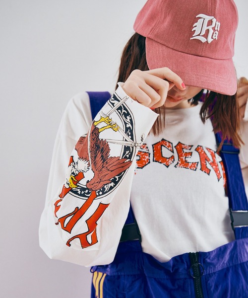 RNA(アールエヌエー)の「M2627 パッチワークリメイクショートロンT(Tシャツ/カットソー・レディース・ピンク/ホワイト/チャコール・MEDIUM)」の2枚目の写真