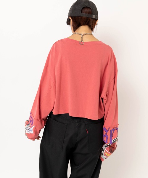 RNA(アールエヌエー)の「M2627 パッチワークリメイクショートロンT(Tシャツ/カットソー・レディース・ピンク/ホワイト/チャコール・MEDIUM)」の5枚目の写真