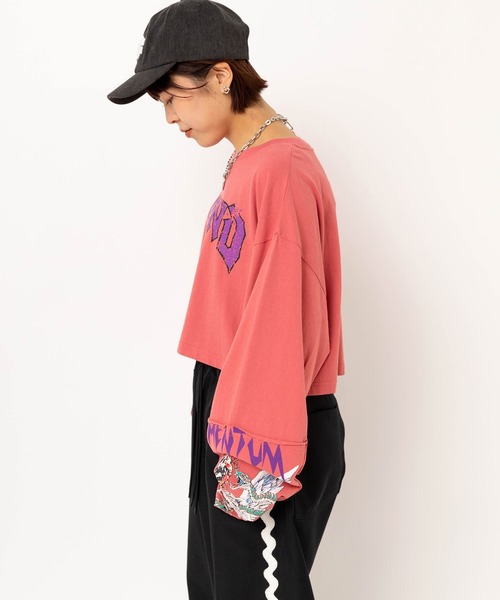 RNA(アールエヌエー)の「M2627 パッチワークリメイクショートロンT(Tシャツ/カットソー・レディース・ピンク/ホワイト/チャコール・MEDIUM)」の4枚目の写真