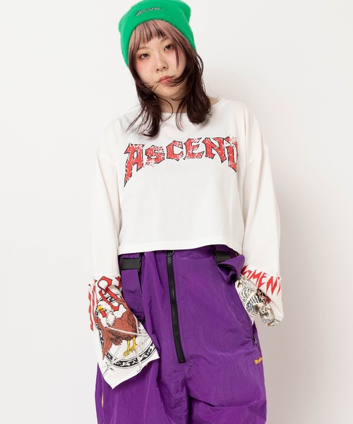 RNA(アールエヌエー)の「M2627 パッチワークリメイクショートロンT(Tシャツ/カットソー・レディース・ピンク/ホワイト/チャコール・MEDIUM)」の21枚目の写真