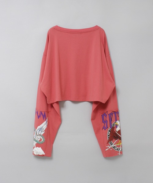 RNA(アールエヌエー)の「M2627 パッチワークリメイクショートロンT(Tシャツ/カットソー・レディース・ピンク/ホワイト/チャコール・MEDIUM)」の7枚目の写真