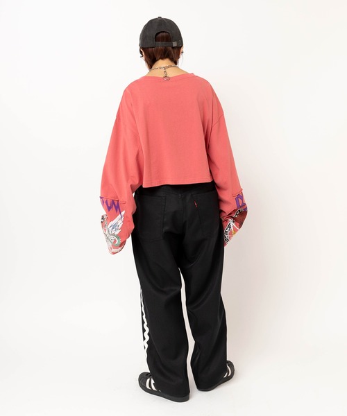 RNA(アールエヌエー)の「M2627 パッチワークリメイクショートロンT(Tシャツ/カットソー・レディース・ピンク/ホワイト/チャコール・MEDIUM)」の13枚目の写真