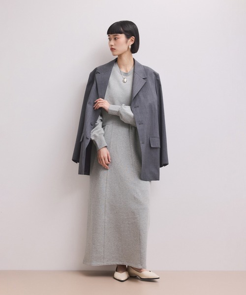 ADAM ET ROPE'（アダムエロペ）の「【WEB限定】ウエストリブスウェットワンピース（ワンピース・レディース・ブラック/グレー・FREE）」の6枚目の写真