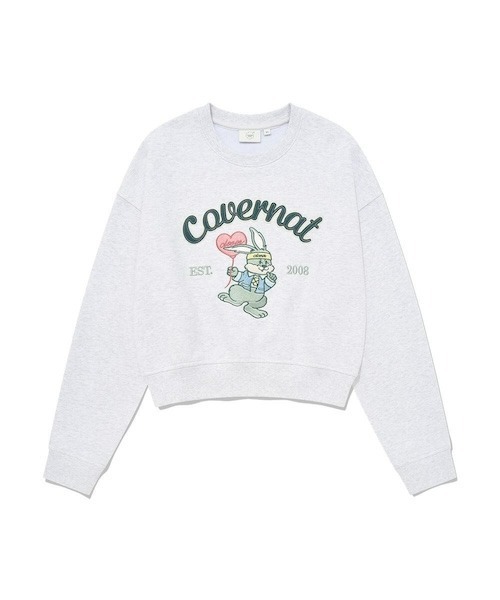 COVERNAT（カバーナット）の「WOMEN'S CROP CLOVER EMBROIDERY MAN-TO-MAN（スウェット・レディース・グレー系その他/ダークブルー・MEDIUM/SMALL）」の7枚目の写真