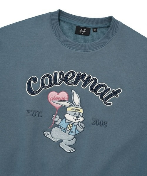 COVERNAT（カバーナット）の「WOMEN'S CROP CLOVER EMBROIDERY MAN-TO-MAN（スウェット・レディース・グレー系その他/ダークブルー・MEDIUM/SMALL）」の15枚目の写真