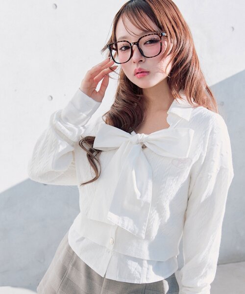 OLIVE des OLIVE(オリーブデオリーブ)の「PREPPY カーデ(カーディガン/ボレロ・レディース・ネイビー/ピンク/オフホワイト/トップグレー・FREE)」の11枚目の写真