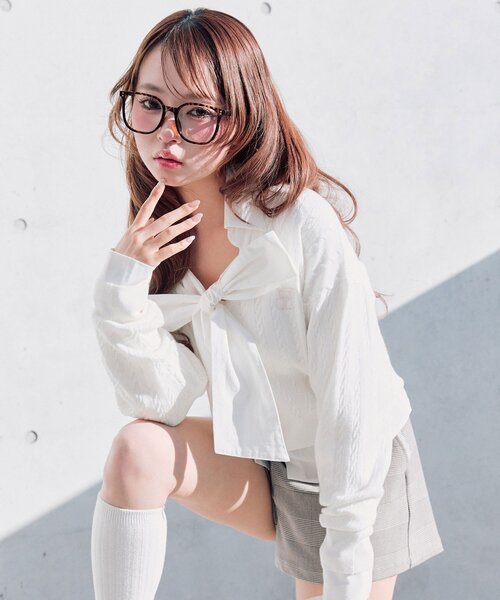 OLIVE des OLIVE(オリーブデオリーブ)の「PREPPY カーデ(カーディガン/ボレロ・レディース・ネイビー/ピンク/オフホワイト/トップグレー・FREE)」の12枚目の写真