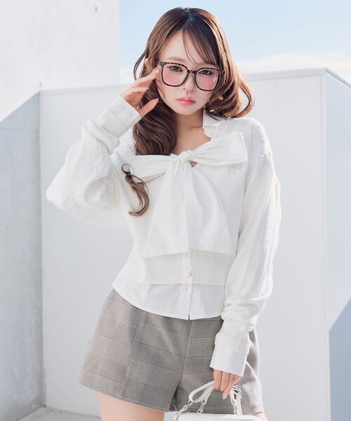 OLIVE des OLIVE(オリーブデオリーブ)の「PREPPY カーデ(カーディガン/ボレロ・レディース・ネイビー/ピンク/オフホワイト/トップグレー・FREE)」の14枚目の写真