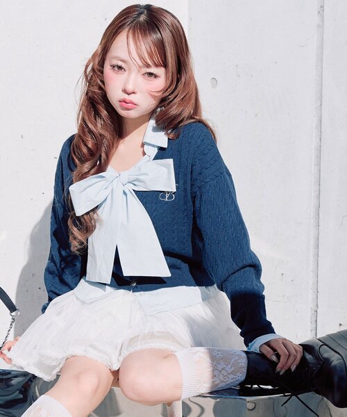 OLIVE des OLIVE(オリーブデオリーブ)の「PREPPY カーデ(カーディガン/ボレロ・レディース・ネイビー/ピンク/オフホワイト/トップグレー・FREE)」の20枚目の写真