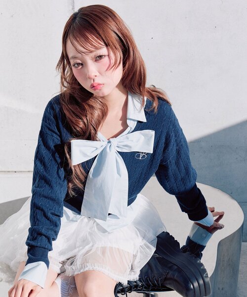 OLIVE des OLIVE(オリーブデオリーブ)の「PREPPY カーデ(カーディガン/ボレロ・レディース・ネイビー/ピンク/オフホワイト/トップグレー・FREE)」の21枚目の写真