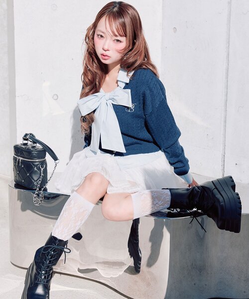 OLIVE des OLIVE(オリーブデオリーブ)の「PREPPY カーデ(カーディガン/ボレロ・レディース・ネイビー/ピンク/オフホワイト/トップグレー・FREE)」の22枚目の写真