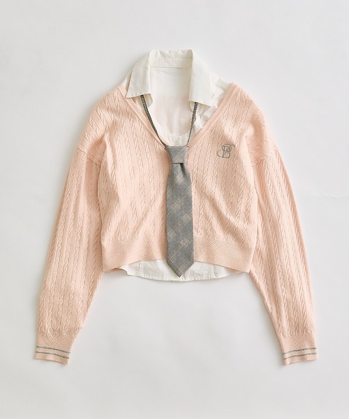 OLIVE des OLIVE(オリーブデオリーブ)の「PREPPY カーデ(カーディガン/ボレロ・レディース・ネイビー/ピンク/オフホワイト/トップグレー・FREE)」の8枚目の写真