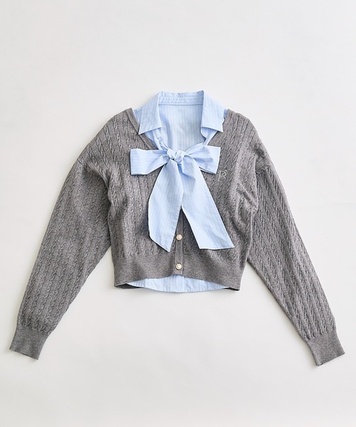 OLIVE des OLIVE(オリーブデオリーブ)の「PREPPY カーデ(カーディガン/ボレロ・レディース・ネイビー/ピンク/オフホワイト/トップグレー・FREE)」の10枚目の写真