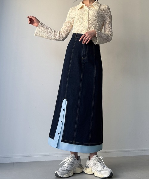 junoah(ジュノア)の「異素材ドッキングデニムスカート(デニムスカート・レディース・ブルー/ブラック/ダークブルー・LARGE/MEDIUM/SMALL)」の10枚目の写真