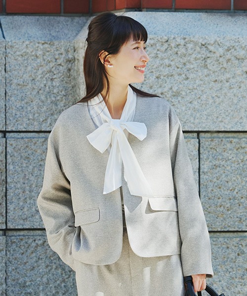 studio CLIP(スタディオクリップ)の「【WEB限定】アイロンいらずジャケットセット《オケージョン2026SS》(スーツセット・レディース・ネイビー/ベージュ系その他/ブラック・フリー(L)/FREE/PF)」の4枚目の写真