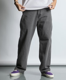 【WEB限定アイテム】STRAIGHT BAGGY JEANS：ブリーチ加工 ワイドストレート バギージーンズ