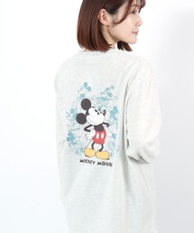 Disney(ディズニー)ワンポイント刺繍 キャラクターバックプリント ロンT/ミッキーマウス ミニーマウス