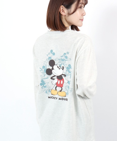 Disney（ディズニー）の「Disney（ディズニー）ワンポイント刺繍 キャラクターバックプリント ロンT/ミッキーマウス ミニーマウス（Tシャツ/カットソー・レディース・スミクロ/ネイビー/オフホワイト/グレー系その他・M/L）」の4枚目の写真