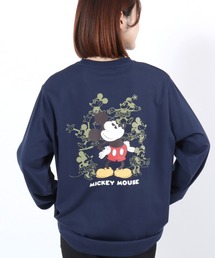 Disney(ディズニー)ワンポイント刺繍 キャラクターバックプリント ロンT/ミッキーマウス ミニーマウス