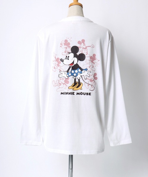 Disney（ディズニー）の「Disney（ディズニー）ワンポイント刺繍 キャラクターバックプリント ロンT/ミッキーマウス ミニーマウス（Tシャツ/カットソー・レディース・スミクロ/ネイビー/オフホワイト/グレー系その他・M/L）」の14枚目の写真