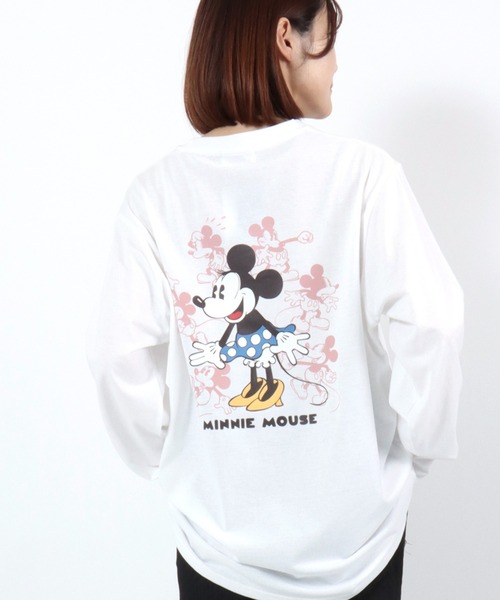 Disney（ディズニー）の「Disney（ディズニー）ワンポイント刺繍 キャラクターバックプリント ロンT/ミッキーマウス ミニーマウス（Tシャツ/カットソー・レディース・スミクロ/ネイビー/オフホワイト/グレー系その他・M/L）」の19枚目の写真
