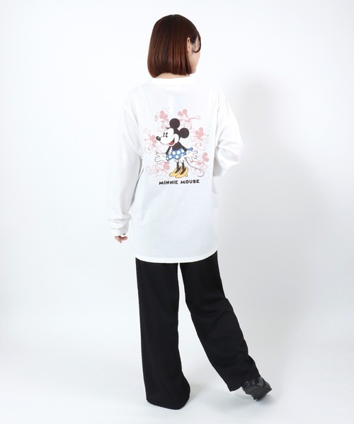 Disney（ディズニー）の「Disney（ディズニー）ワンポイント刺繍 キャラクターバックプリント ロンT/ミッキーマウス ミニーマウス（Tシャツ/カットソー・レディース・スミクロ/ネイビー/オフホワイト/グレー系その他・M/L）」の21枚目の写真