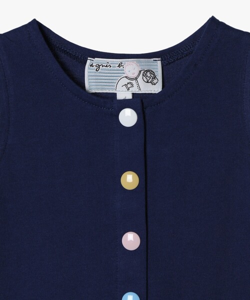 agnes b.（アニエスベー）の「ベビー マルチカラー コットン ノースリーブ ワンピース "Barbie"（ワンピース・キッズ・ネイビー・18M/2YEAR/1YEAR）」の2枚目の写真
