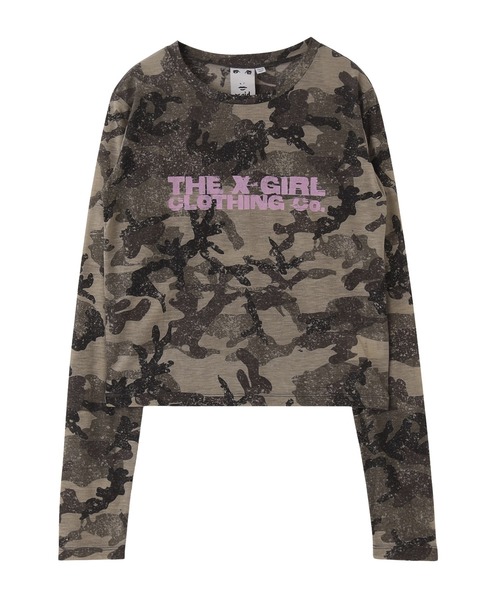 X-girl（エックスガール）の「FADED CAMO SHEER L/S TOP（Tシャツ/カットソー・レディース・ピンク/カモフラージュ・ONE SIZE）」の12枚目の写真