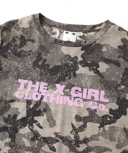 X-girl（エックスガール）の「FADED CAMO SHEER L/S TOP（Tシャツ/カットソー・レディース・ピンク/カモフラージュ・ONE SIZE）」の14枚目の写真
