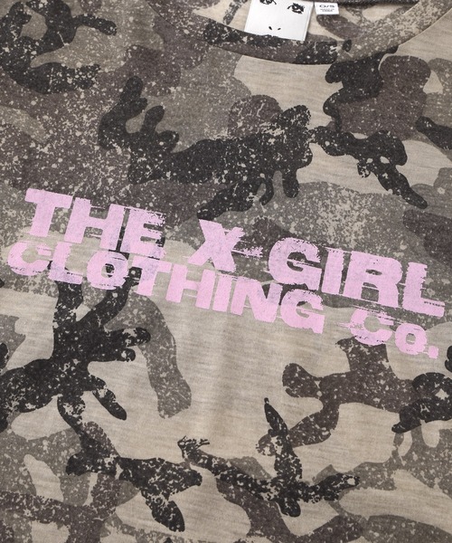 X-girl（エックスガール）の「FADED CAMO SHEER L/S TOP（Tシャツ/カットソー・レディース・ピンク/カモフラージュ・ONE SIZE）」の15枚目の写真