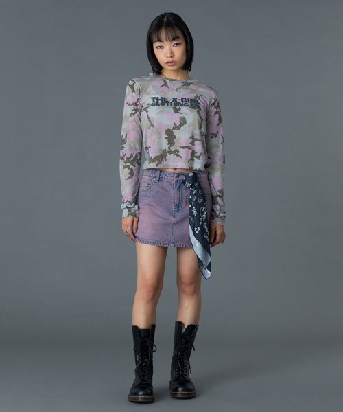 X-girl（エックスガール）の「FADED CAMO SHEER L/S TOP（Tシャツ/カットソー・レディース・ピンク/カモフラージュ・ONE SIZE）」の22枚目の写真