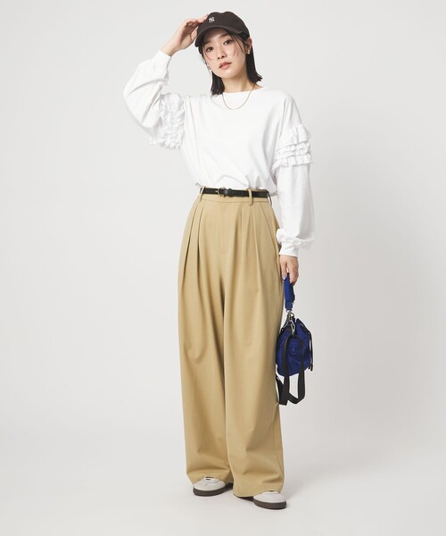 green label relaxing(グリーンレーベルリラクシング)の「【WEB限定】<at ease>オルマイ スラックス ウォッシャブル ストレッチ UVカット(スラックス・レディース・ブラック/ダークブラウン/ベージュ/ネイビー・SHORT/36/38)」の16枚目の写真