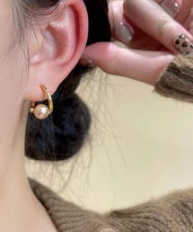 blackdia ocean シャンパン パール フープピアス