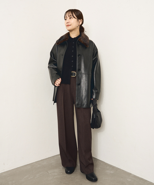 JOURNAL STANDARD（ジャーナルスタンダード）の「《追加4》ウールライクストレッチスラックス（その他パンツ・レディース・ブラック/チャコールグレー/ブラウン・34/36/38）」の9枚目の写真