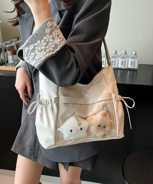 shopnikoniko(ショップニコニコ)の「痛バ 痛バッグ 推し活 クリアポケット付き サイドリボン3wayバッグ(バックパック/リュック・レディース・シルバー/ホワイト/ブラック・フリー)」の2枚目の写真