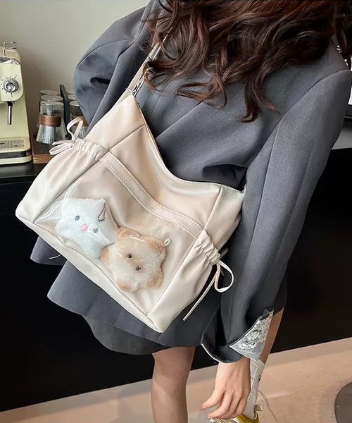 shopnikoniko(ショップニコニコ)の「痛バ 痛バッグ 推し活 クリアポケット付き サイドリボン3wayバッグ(バックパック/リュック・レディース・シルバー/ホワイト/ブラック・フリー)」の6枚目の写真