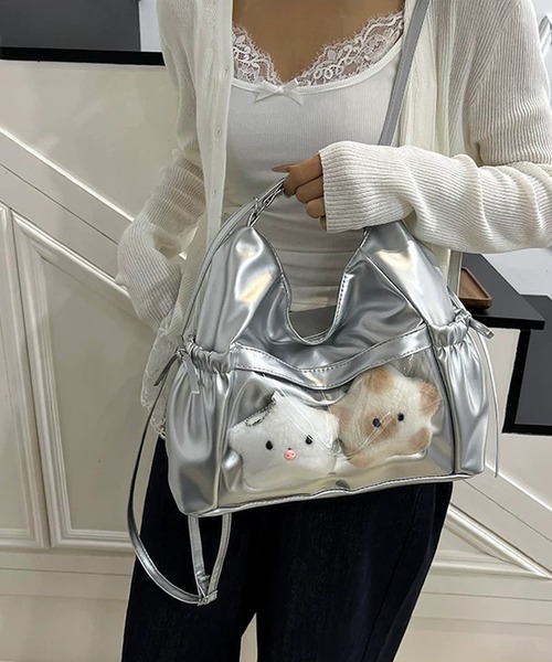 shopnikoniko(ショップニコニコ)の「痛バ 痛バッグ 推し活 クリアポケット付き サイドリボン3wayバッグ(バックパック/リュック・レディース・シルバー/ホワイト/ブラック・フリー)」の8枚目の写真