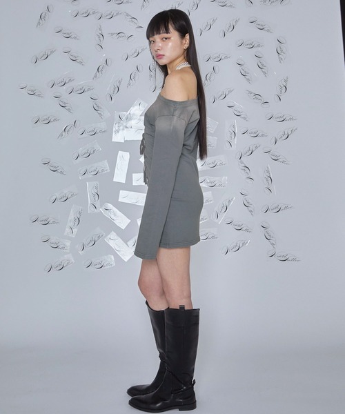 Heart Tattoo(ハートタトゥー)の「lace up mini one-piece / レースアップミニワンピース(ワンピース・レディース・グレー/ブラック・FREE)」の9枚目の写真