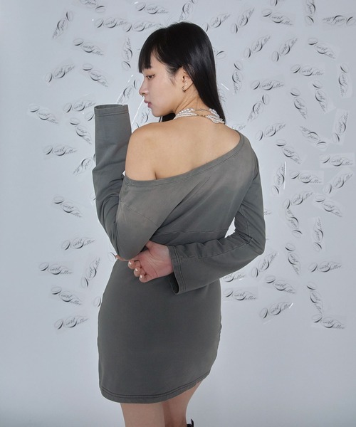 Heart Tattoo(ハートタトゥー)の「lace up mini one-piece / レースアップミニワンピース(ワンピース・レディース・グレー/ブラック・FREE)」の14枚目の写真