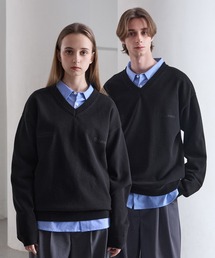 CLEL(�N���C��)�́yCLEL�zBasic Embroidered V-Neck Knit / �x�[�V�b�N �h�JV�l�b�N�j�b�g(�j�b�g/�Z�[�^�[)