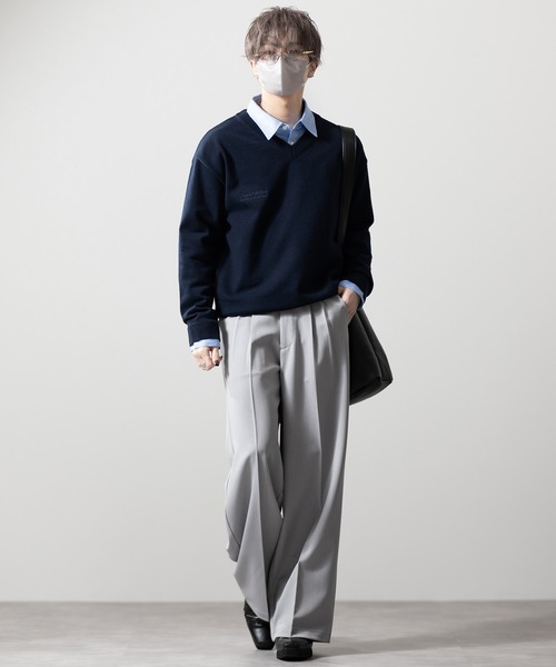 CLEL(クレイル)の「【CLEL】Basic Embroidered V-Neck Knit / ベーシック 刺繍Vネックニット(ニット/セーター・メンズ・ダークネイビー/グレー/ブラック・S/M/L/XS)」の10枚目の写真