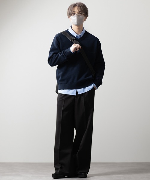 CLEL(クレイル)の「【CLEL】Basic Embroidered V-Neck Knit / ベーシック 刺繍Vネックニット(ニット/セーター・メンズ・ダークネイビー/グレー/ブラック・S/M/L/XS)」の12枚目の写真